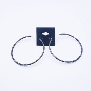 0075 Elegant Silver Large Hoop Earrings 2.75"